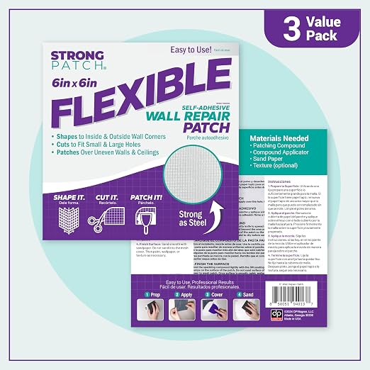 StrongPatch® 6 in. x 6 in. Flexible Self-Adhesive Wall Repair Patch – Versatile - Image 2