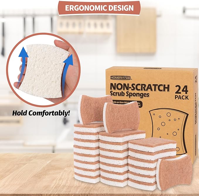HOMERHYME Natural Dish Sponge 24 Pack, Non-Scratch Scrub Sponge, Eco - Image 8
