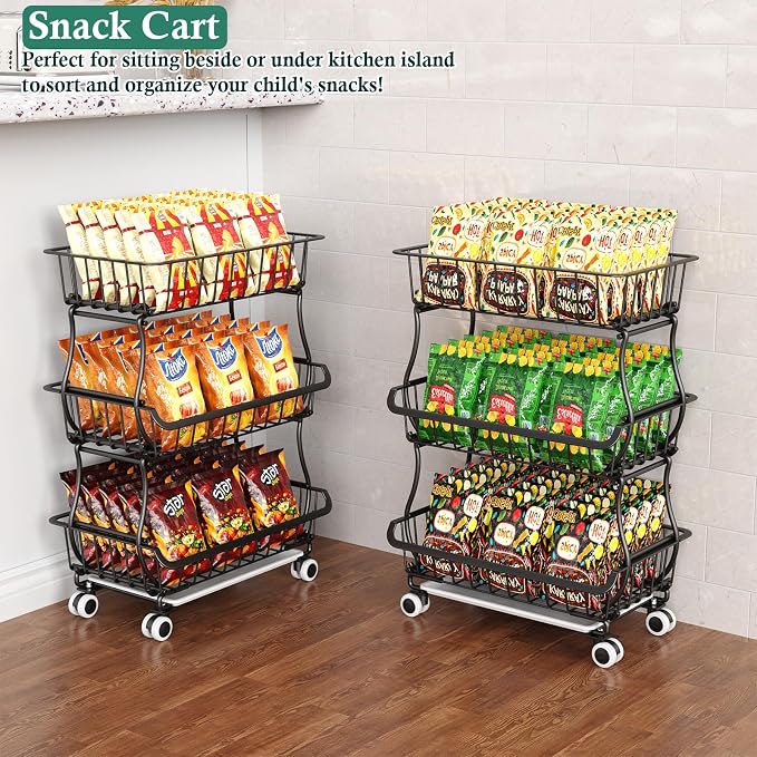 3-Tier Rolling Pantry Floor Organizer and Storage Cart - Image 5