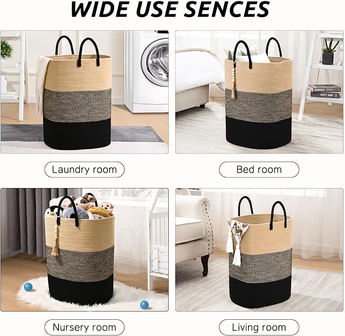 Woven Laundry Basket for Clothes, 80 L Large Rectangle Laundry Hampers - Image 7