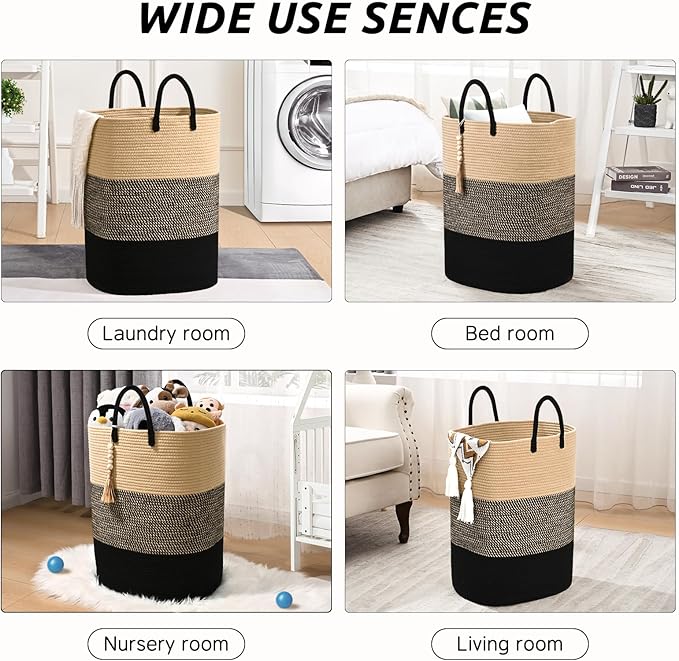 Woven Laundry Basket for Clothes, 100 L Large Rectangle Laundry Hampers - Image 7