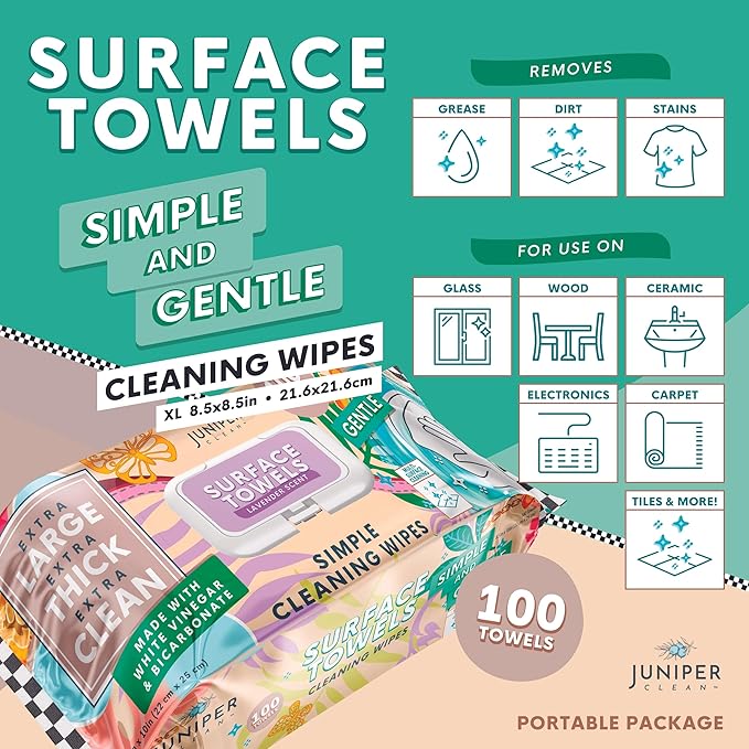 6 Packs Surface Cleaning Wipes Bleach Free, Thick & Large Dispose, All-Purpose - Image 2