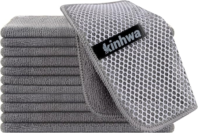 KinHwa Kitchen Washcloths for Dishes Absorbent Microfiber Dish Cloths Quick Dry by KinHwa