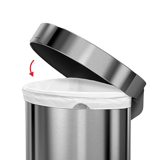 simplehuman 45 Liter/ 12 Gallon Semi-Round Hands-Free Step Trash Can - Image 5
