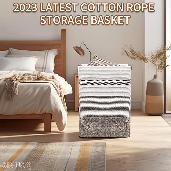 Laundry Hamper - Tall Woven Rope Laundry Basket - Clothes hamper - Image 6