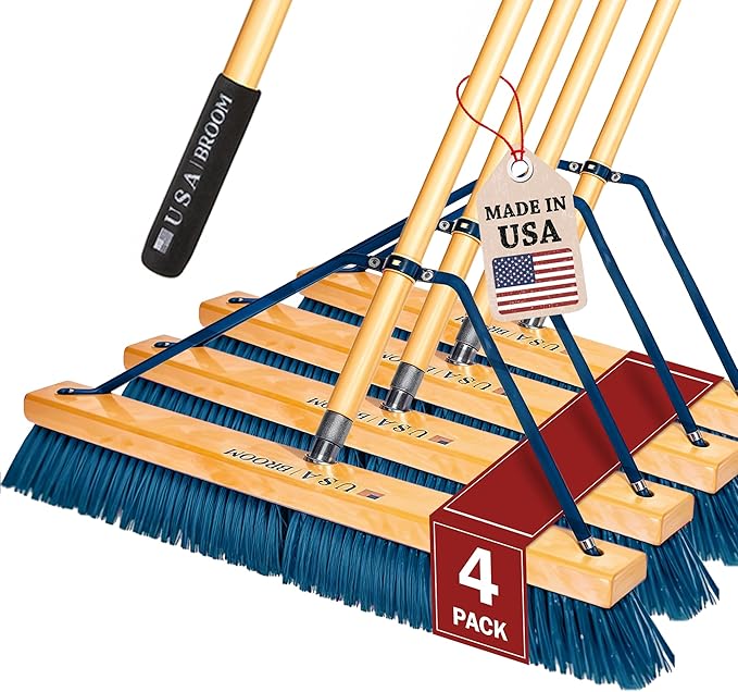 4 Pack Bundle- 24" Everyday Sweep Indoor/Outdoor Push Broom by USABroom-HighQuality