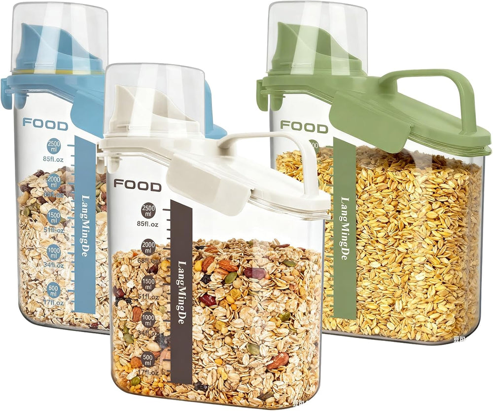 LANGMINGDE 3 Pieces Cereal Containers Storage, 51fl.oz/1.5L Compact Crystal C...
