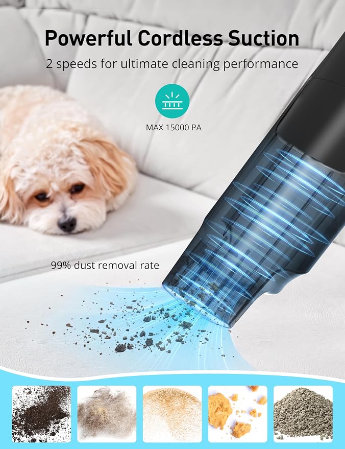 Successor Handheld Vacuum, Cordless Vacuum 15KPA Powerful Car Vacuums, - Image 4
