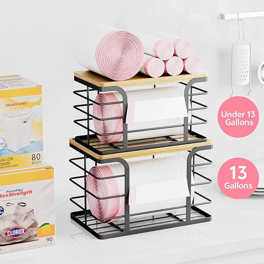2 Pack Stackable Storage for Kitchen Laundry Pantry Organizers, Trash Bag Holder - Image 2