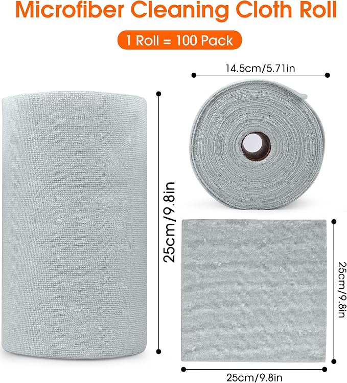 Roll of Microfiber Cleaning Cloth –100 Pack, Tear Away Microfiber Towels - Image 7