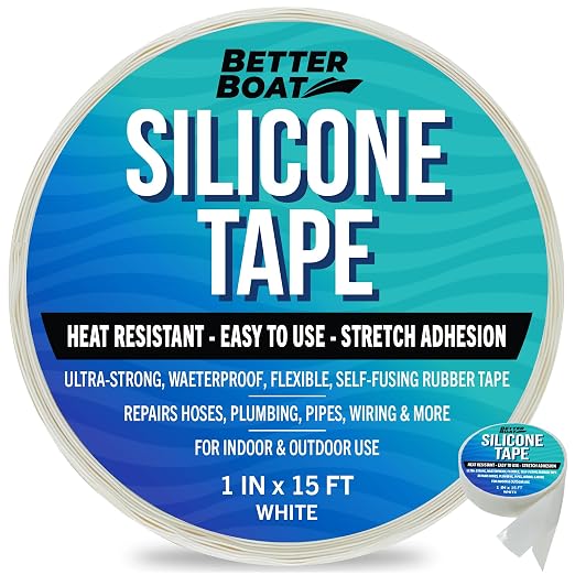 White Heavy Duty Silicone Tape, Self-Fusing Rubber Hose and Plumbing Water Pipe by BetterBoat