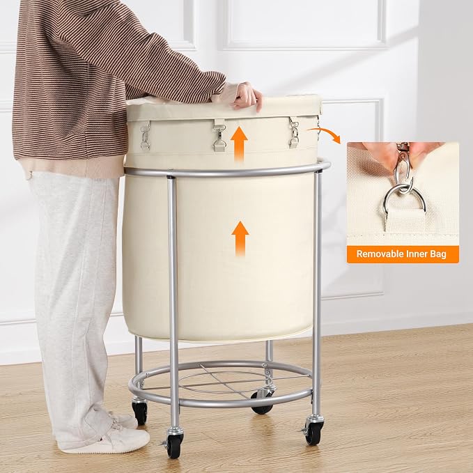 ELYKEN Laundry Basket with Wheels, 170L Rolling Laundry Hamper with Removable - Image 5