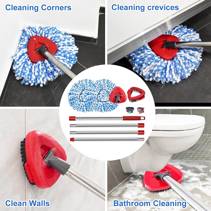 Spin Mop Handle Mop Heads and Base Replacement Sets Compatible - Image 5