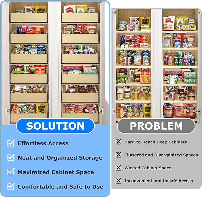 WelFurGeer Heavy-Duty Plywood Pull-Out Cabinet Drawers, Smooth Slide-Out Shelves - Image 4