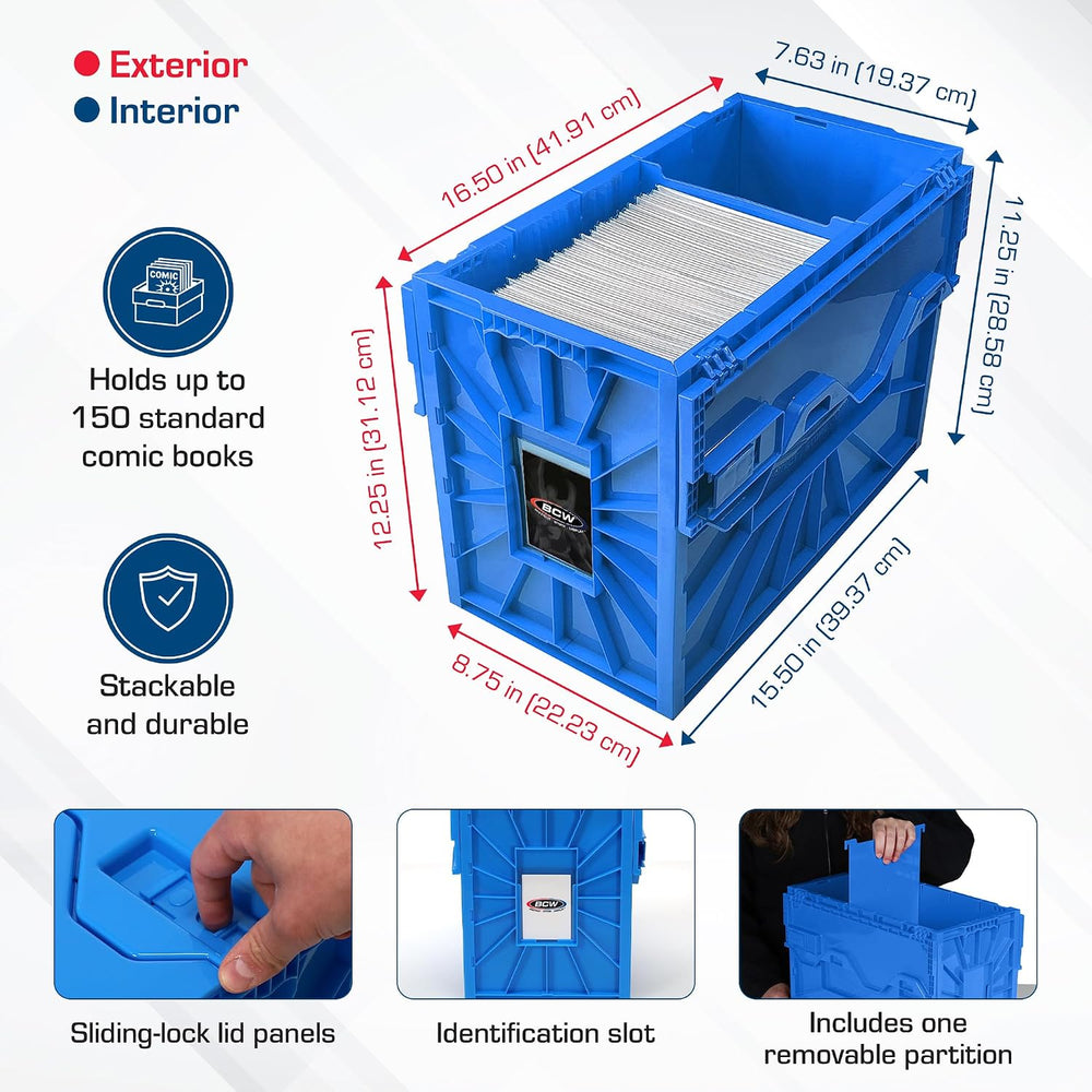 BCW Short Comic Book Bin, Holds 150 Comics Each, Blue, 2 Pack