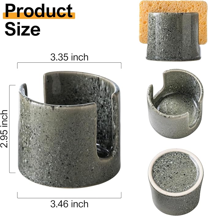 Kitchen Sponge Holder, Ceramic Dish Sponge Holder Scrubby Daddy Farmhouse Dish - Image 3