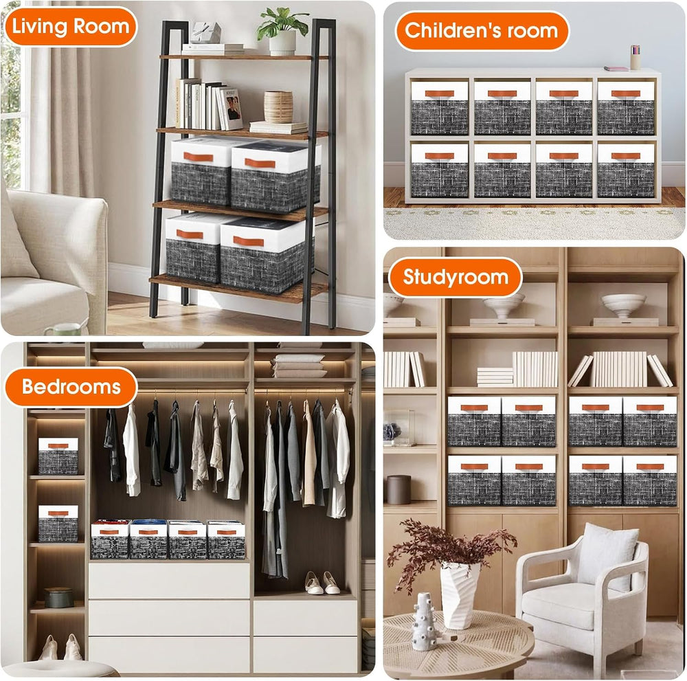 Fab totes Collapsible Storage Baskets for Shelves,14"x10", 8 Pack F...