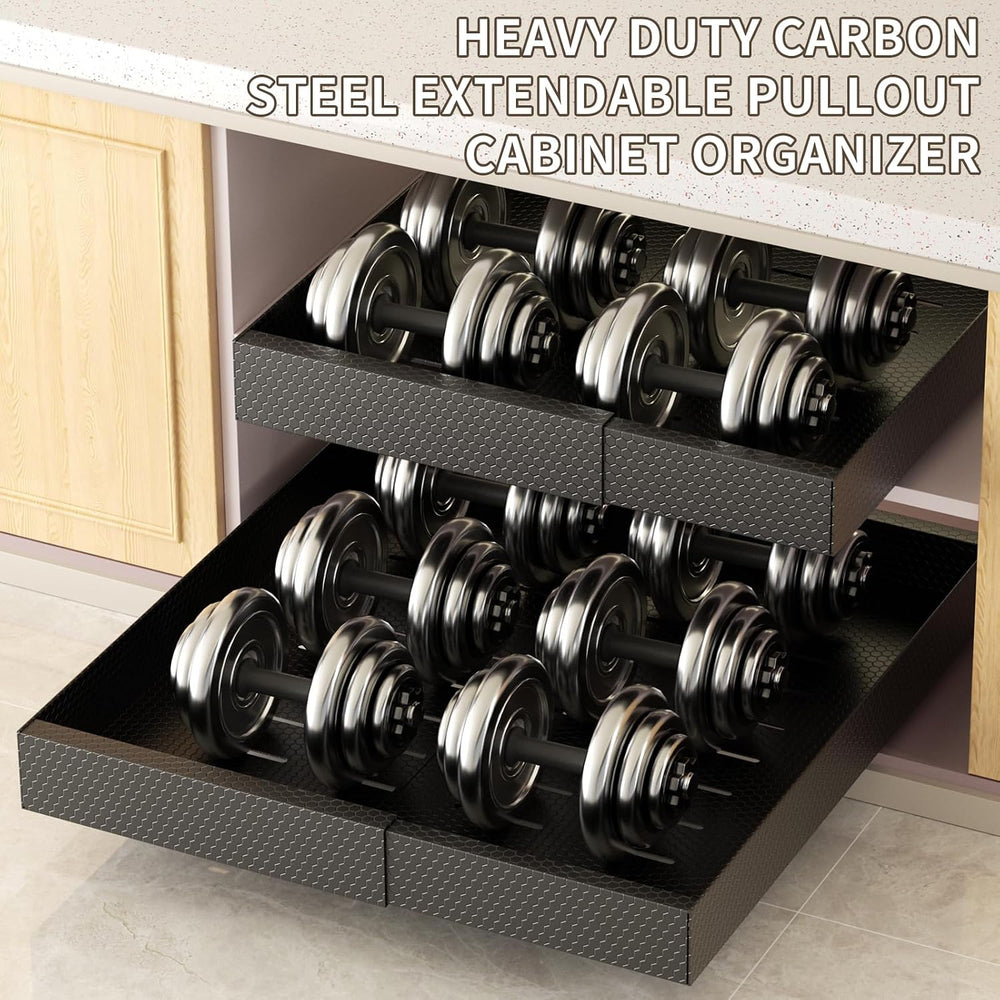 2Pack Pull Out Cabinet Organizer, Expandable 12.6“-20.47”, Black