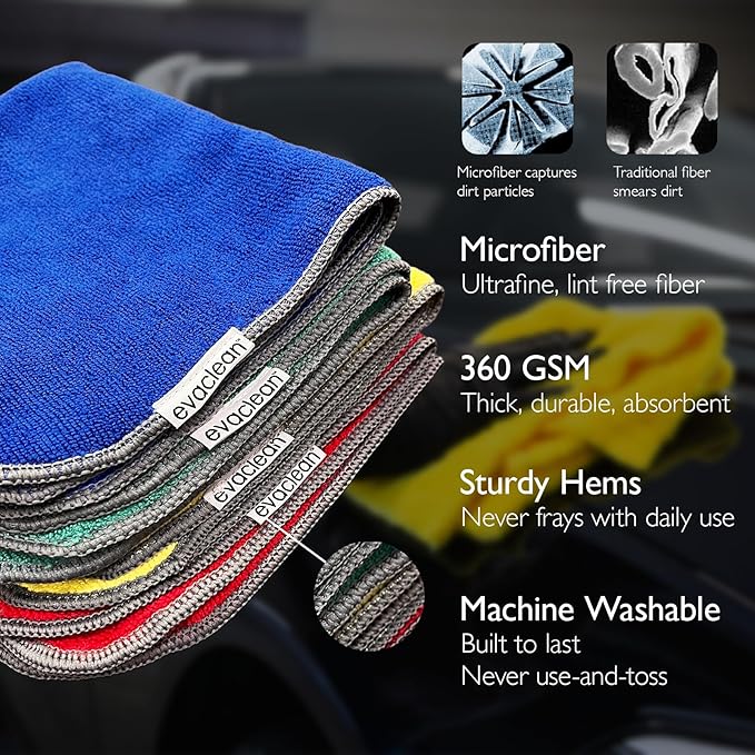 EvaClean Premium Microfiber Cleaning Cloth 16"x16" - Image 8