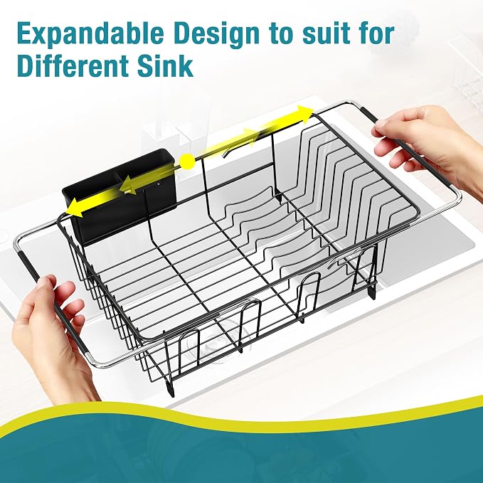 JASIWAY Dish Drying Rack in Sink, Over The Sink Colander Strainer Basket - Image 5
