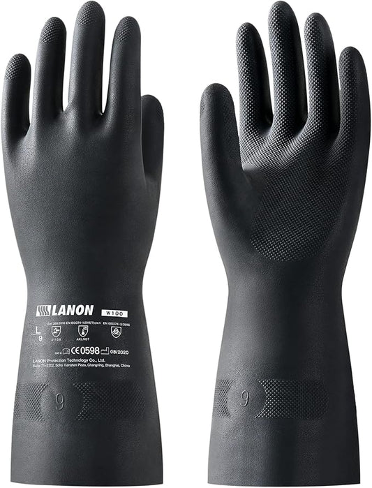 LANON Rubber Chemical Resistant Gloves, Reusable Heavy-duty Safety Work Gloves by LANONProtection