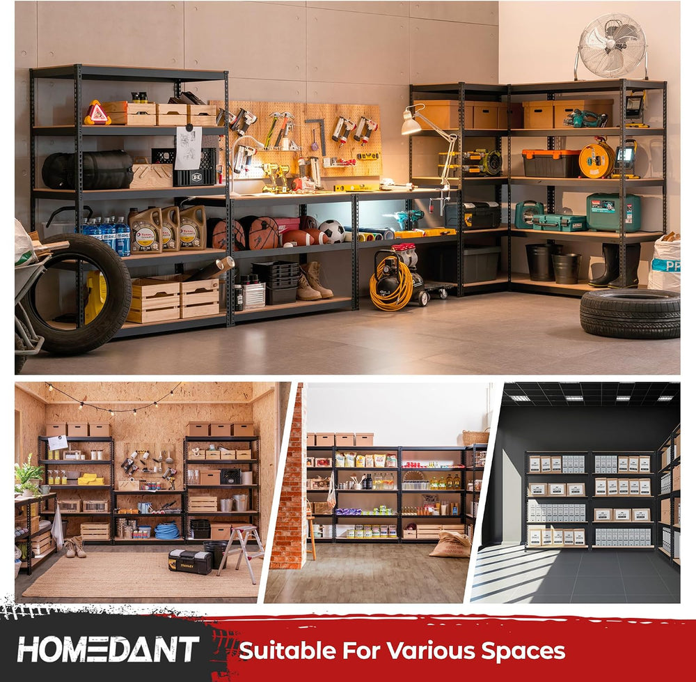 HOMEDANT 47.7" W 5 Tier Heavy Duty Garage Shelving Adjustable Metal Rack...