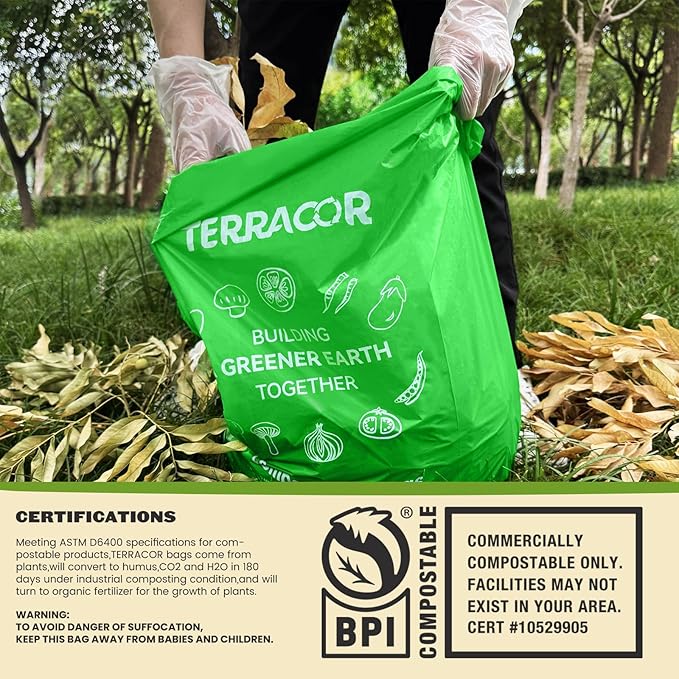 13 Gallon Compostable Trash Bags, Heavy Duty Tall Kitchen Food Scrap Waste Bag - Image 5