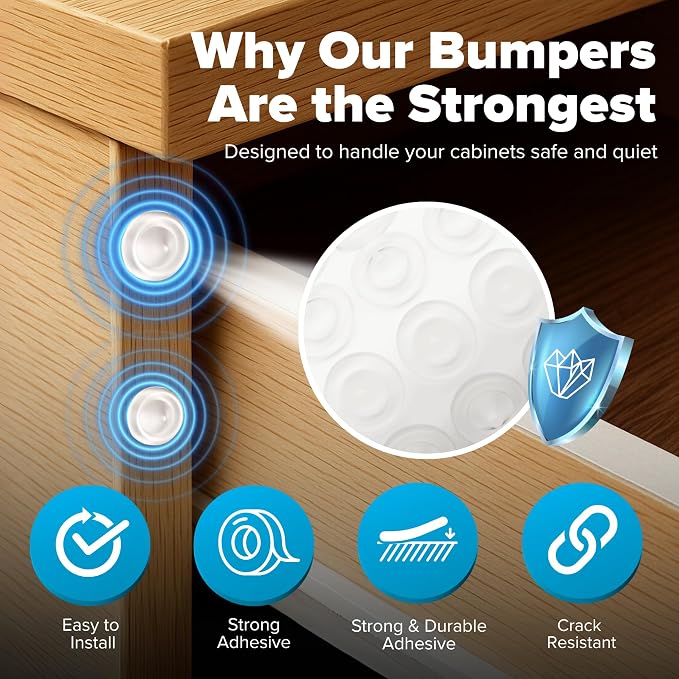 Strongest Home Cabinet Door Bumpers – 200 Pack White Rubber Bumpers - Image 6
