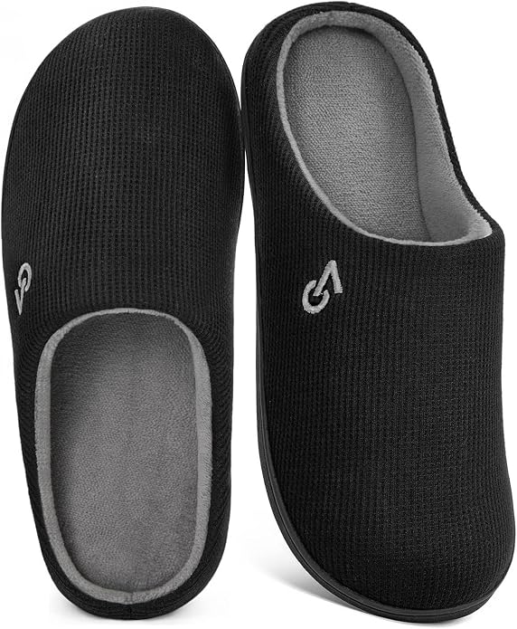 VeraCosy Men's Two-Tone Memory Foam House Slippers Indoor Outdoor Durable by VeraCosy
