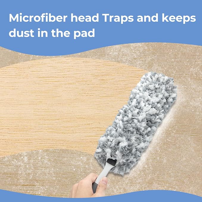 Microfiber Duster with an Extra Washable and Reusable Duster Head, Microfiber - Image 2