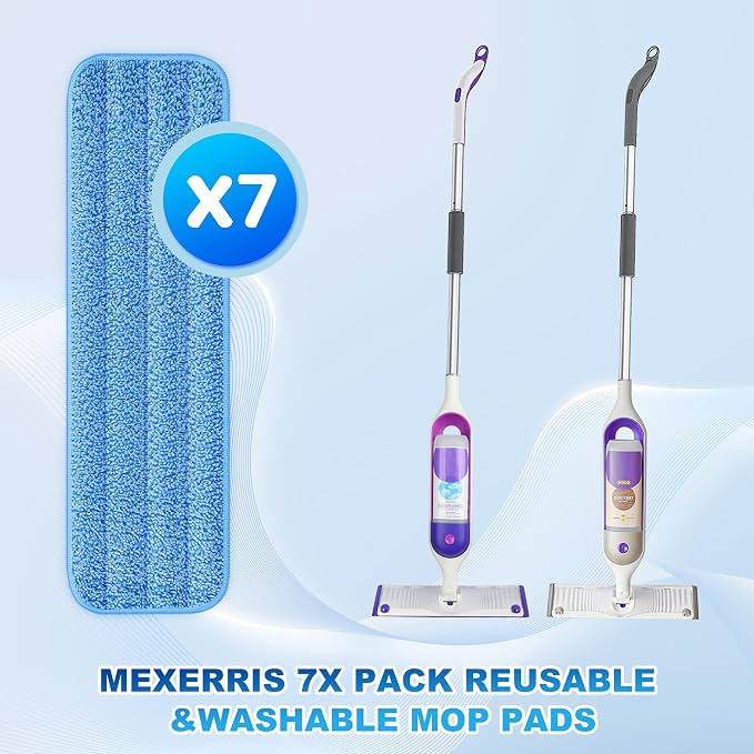 7 Count Reusable Mop Pads for Swiffer PowerMop -MEXERRIS Microfiber Wet Mops - Image 2