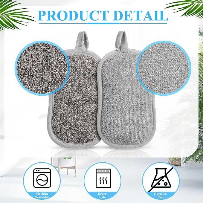 Boao 10 Pieces Multipurpose Kitchen Scrub Sponges, Non-Scratch Microfiber Scrub - Image 3