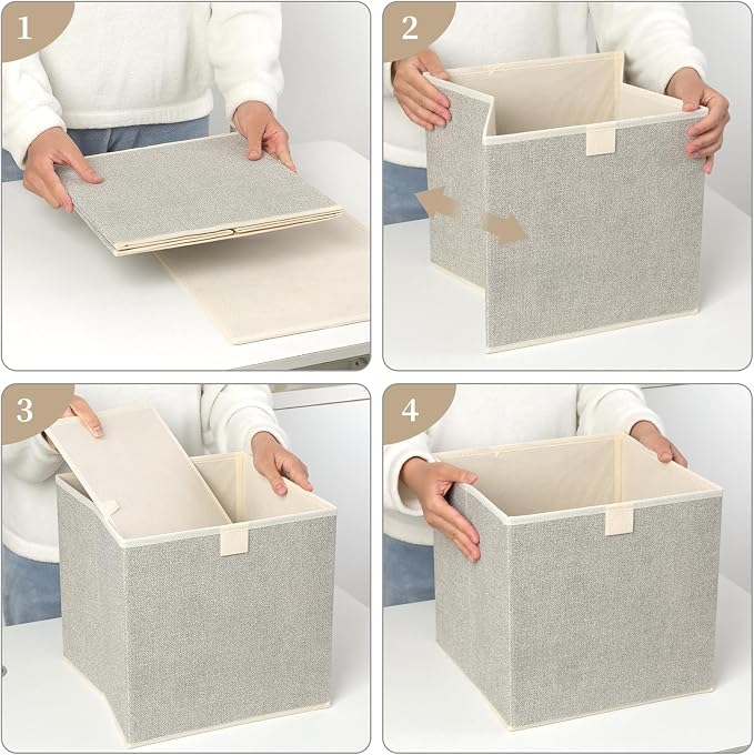 Storage Baskets, 11.8-Inch Woven Fabric Bins, Storage Cubes - Image 7