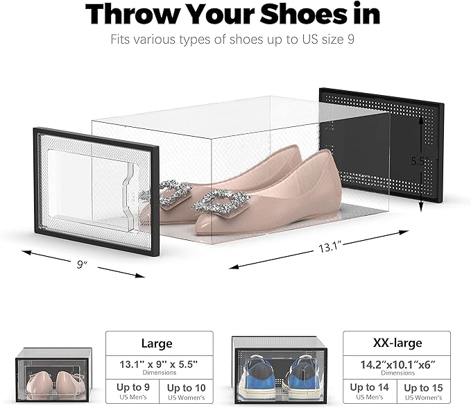 SEE SPRING 12 Pack Shoe Storage Box, Space Saving Shoe Rack - Image 5