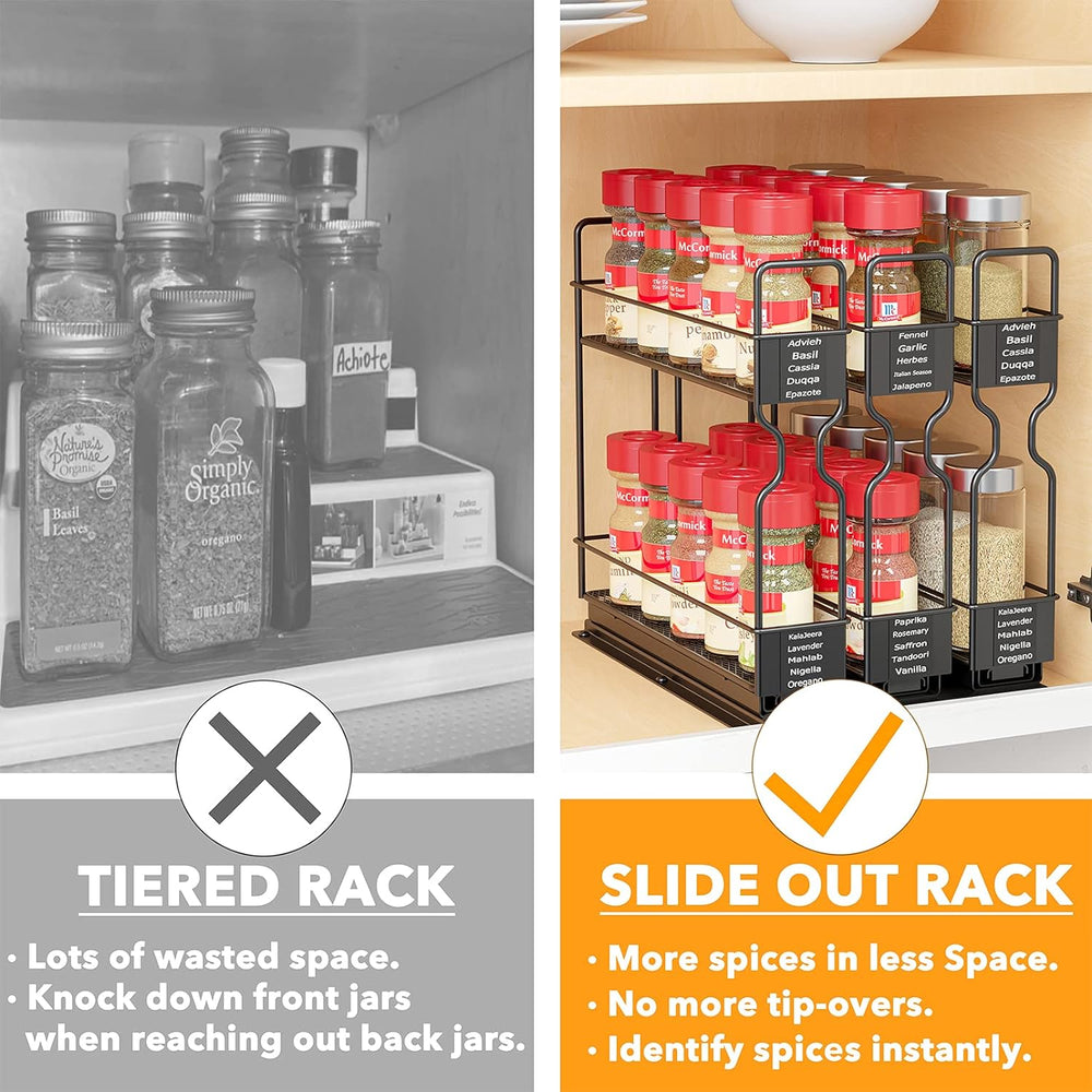 SpaceAid Pull Out Spice Rack Organizer for Cabinet, Heavy Duty Slide Out Seas...