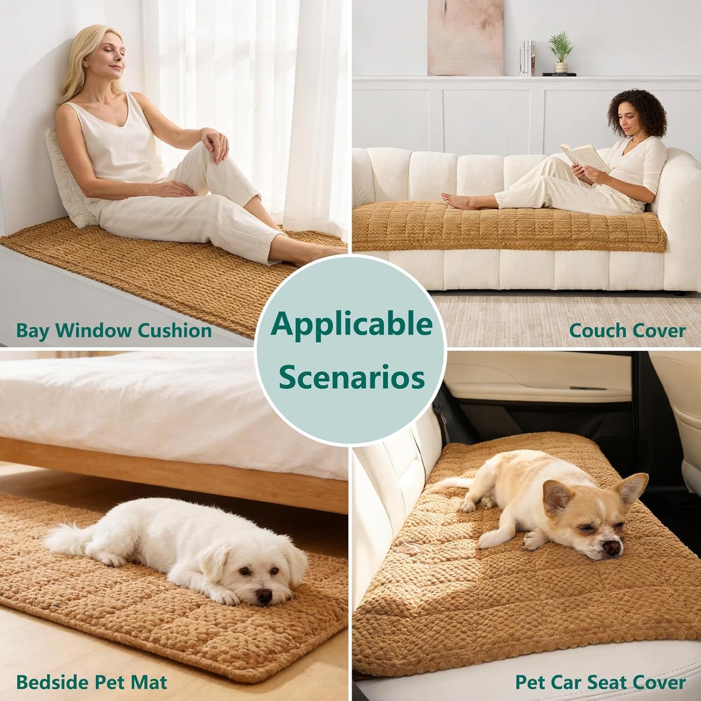 Waterproof Sofa Covers for Pets, Non Slip Fuzzy Couch Cover, Dog Furniture Bed Protector, Soft Plush Sofa Slipcover (Brown, 29"x71")