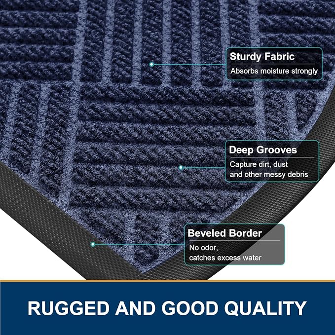 Smiry Half Circle Front Door Mat Outside Entrance, Heavy Duty Outdoor Indoor - Image 4