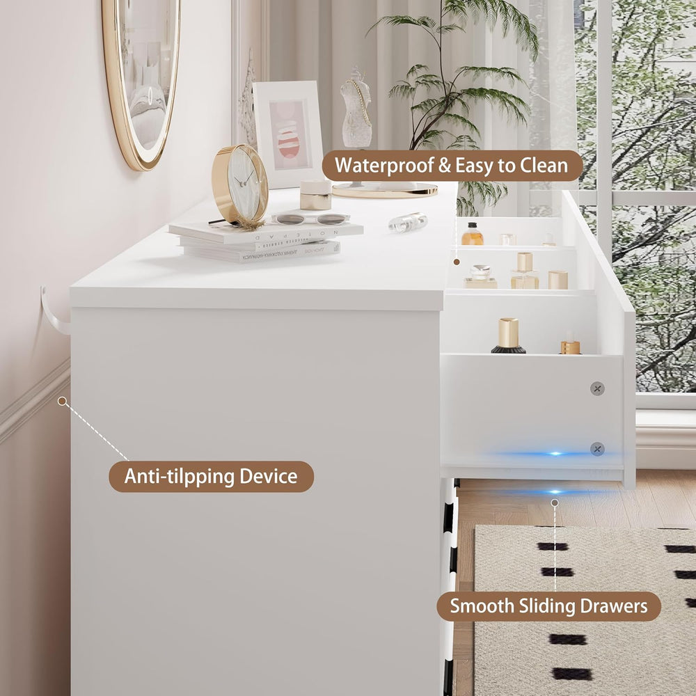 Xixini Dresser for Bedroom, 9 Drawer Wide Modern Chest of Drawers with X-Shap...