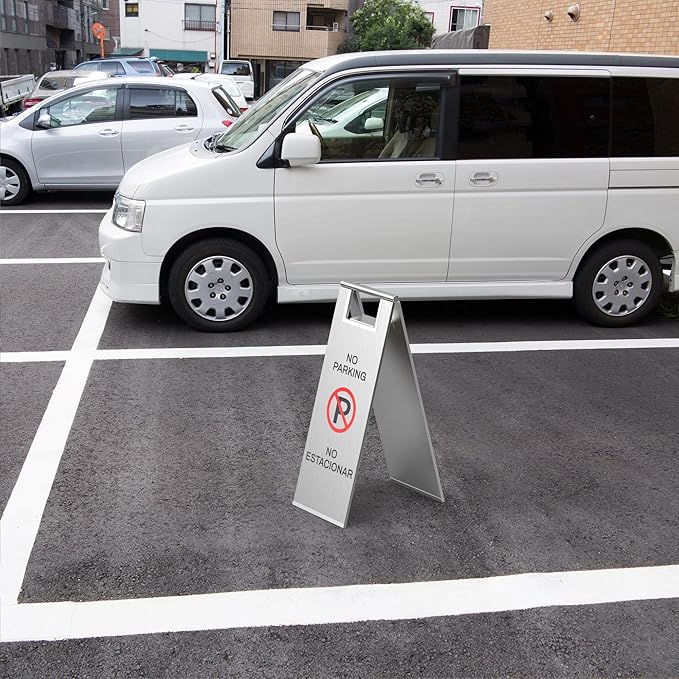 Stainless Steel No Parking Sign Portable Foldable Handle 2-Pack - Image 5