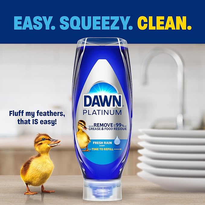 Dawn Platinum EZ-Squeeze Dish Soap, Dishwashing Liquid, Fresh Rain, 2x18oz - Image 5