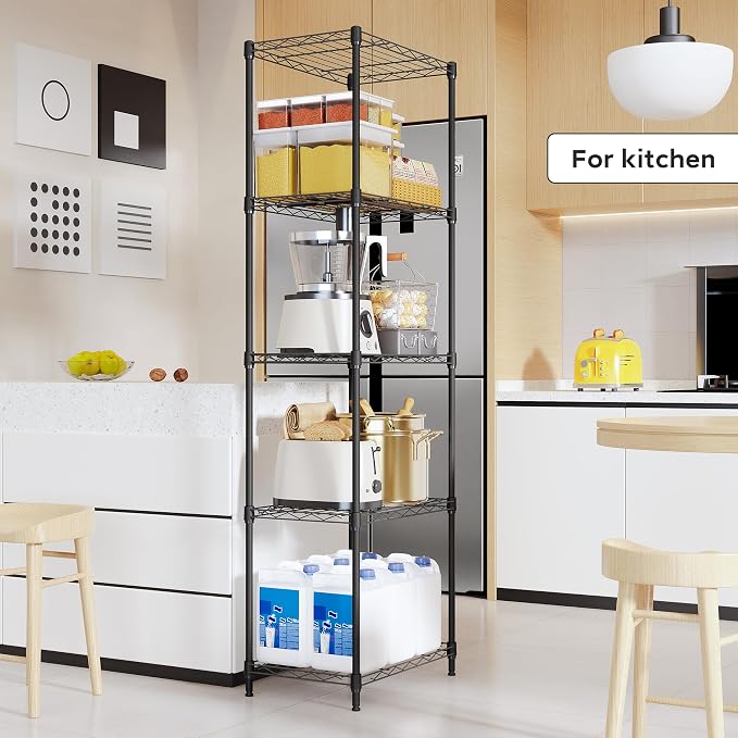 5 Tiers Shelf Metal Storage Shelves Wire Rack Closet Organizers - Image 7