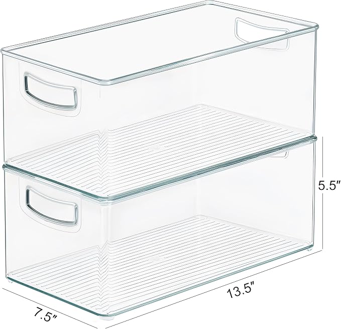 2 Pack Clear Freezer Organizer Bins Stackable Storage Bins - Image 2