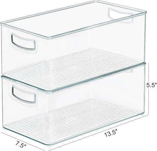 2 Pack Clear Freezer Organizer Bins Stackable Storage Bins - Image 2