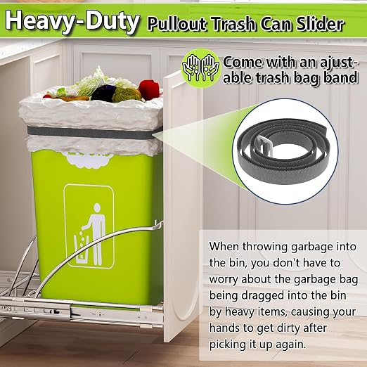 Pull Out Trash Can Slide Rail Under Cabinet 7-13 Gallon 50 Qt Under Sink Trash - Image 4