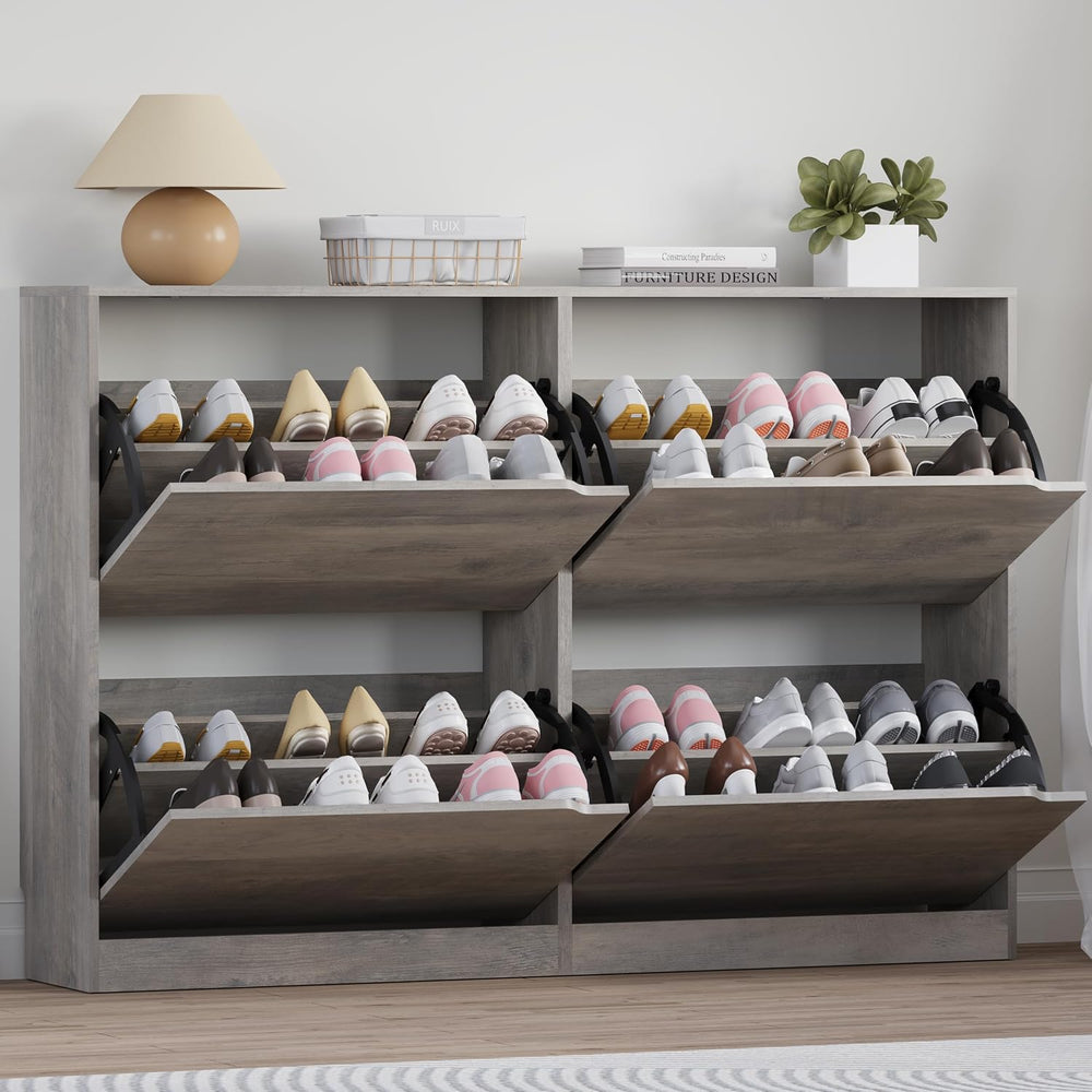Shoe Cabinet with 4 Flip Drawers, Narrow Hidden Shoe Storage Cabinet, Slim