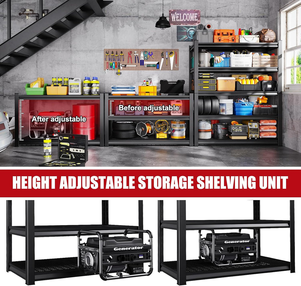 Set of 3 Garage Shelving-2500 lbs 5 Tier Storage Shelves,78"Hx46"Wx...