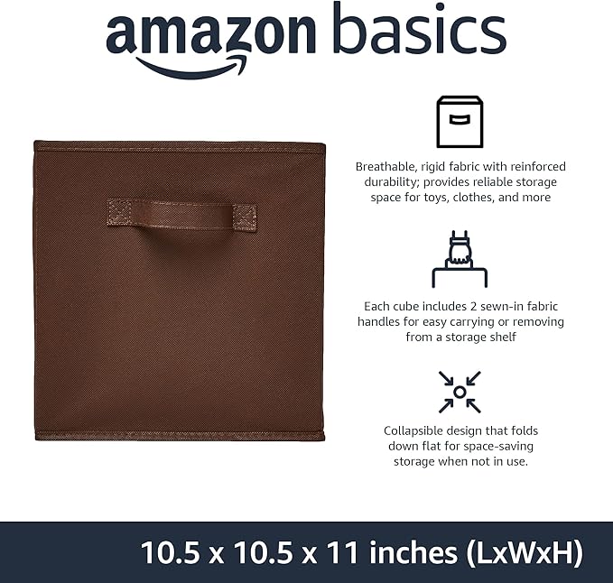 Amazon Basics Cube Organizer Storage Bins Handles, Collapsible Fabric, - Image 2