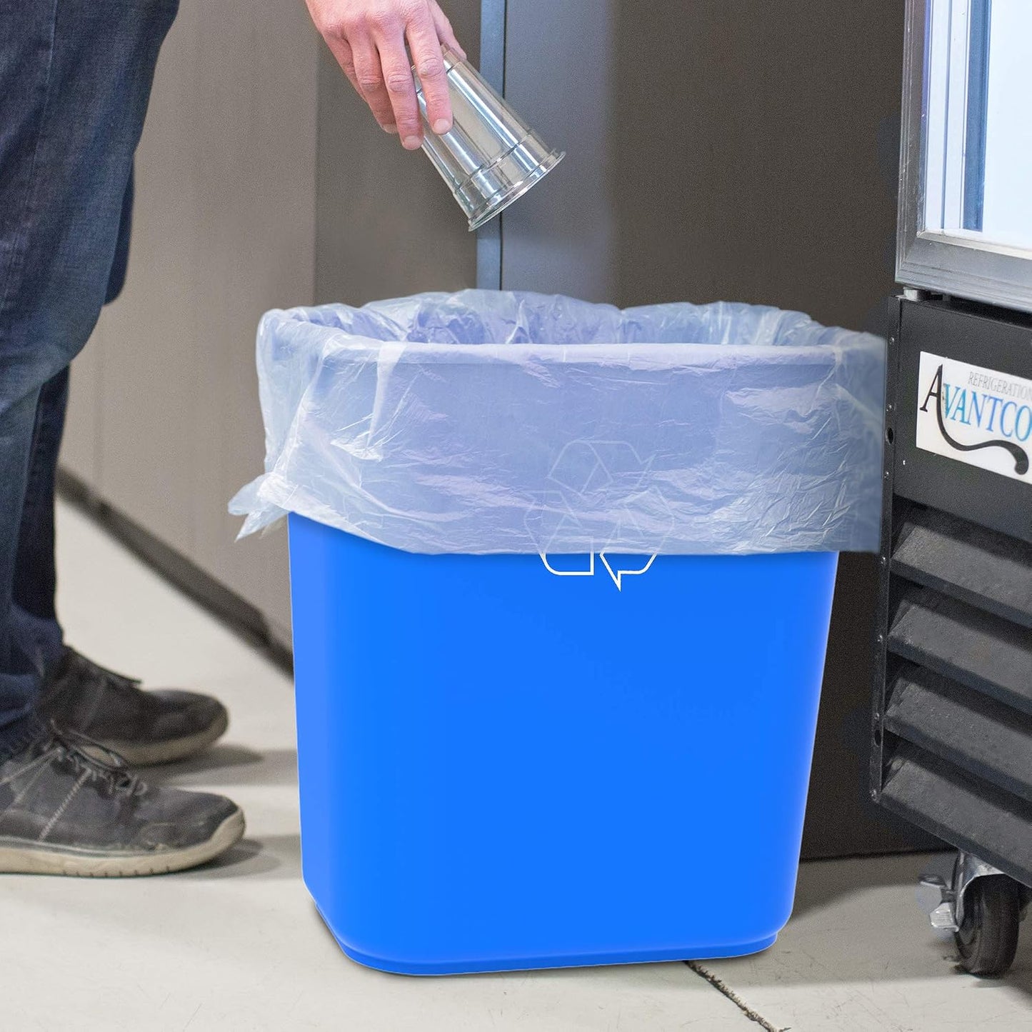 Storex 7-Gallon Blue Recycling Baskets, Case of 6 – Plastic Bins for Office & Kitchen, 28-Quart Rectangular Waste Container