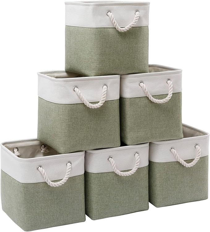 Cube Storage Bins, Collapsible Fabric Storage Cubes Bins, 11 Inch Cube Storage by BOFUGA