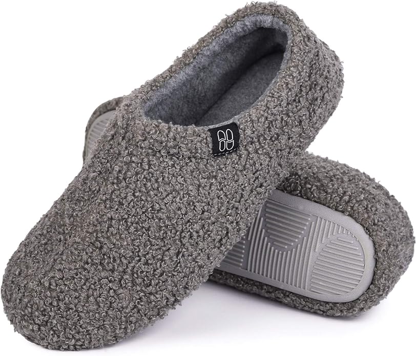 HomeTop Women's Fuzzy Curly Fur Memory Foam Loafer Slippers by HomeTop